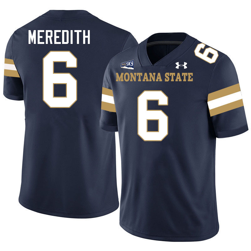 #6 Bryant Meredith Montana State Bobcats Jerseys Football Uniforms Stitched-Navy